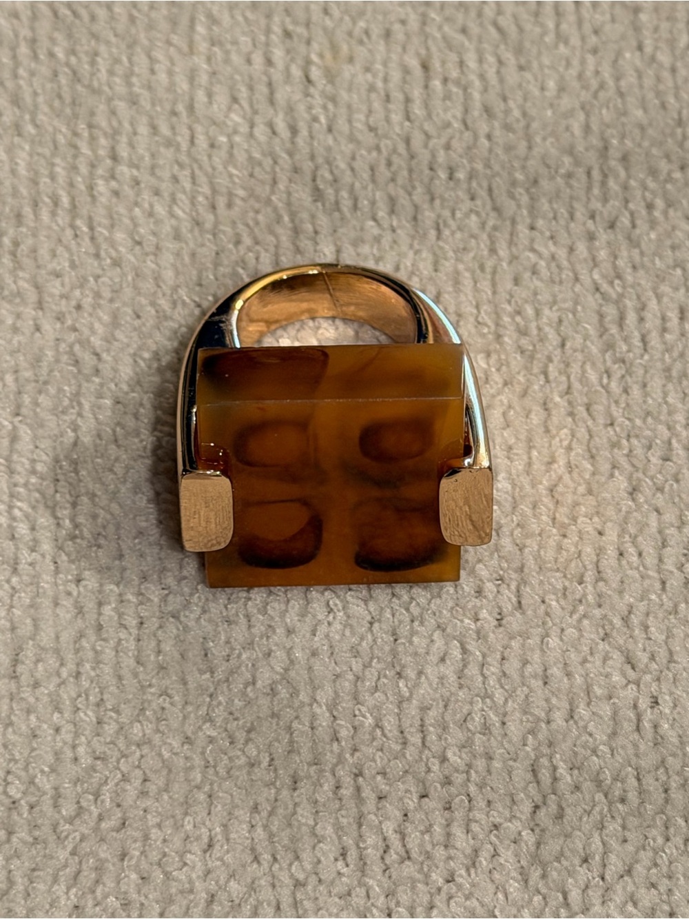 Source Unknown Brown and Gold Statement Ring 6.5?